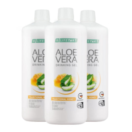 Aloe Vera Drinking Gel Traditionell mit Honig 3er Set 3000 ml