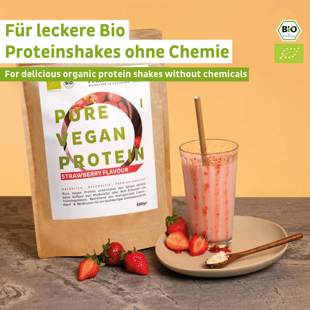 Bio Veganes Proteinpulver Erdbeere ohne Soja